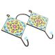 Turquoise And Red Tiny Flower Tiles Hooks